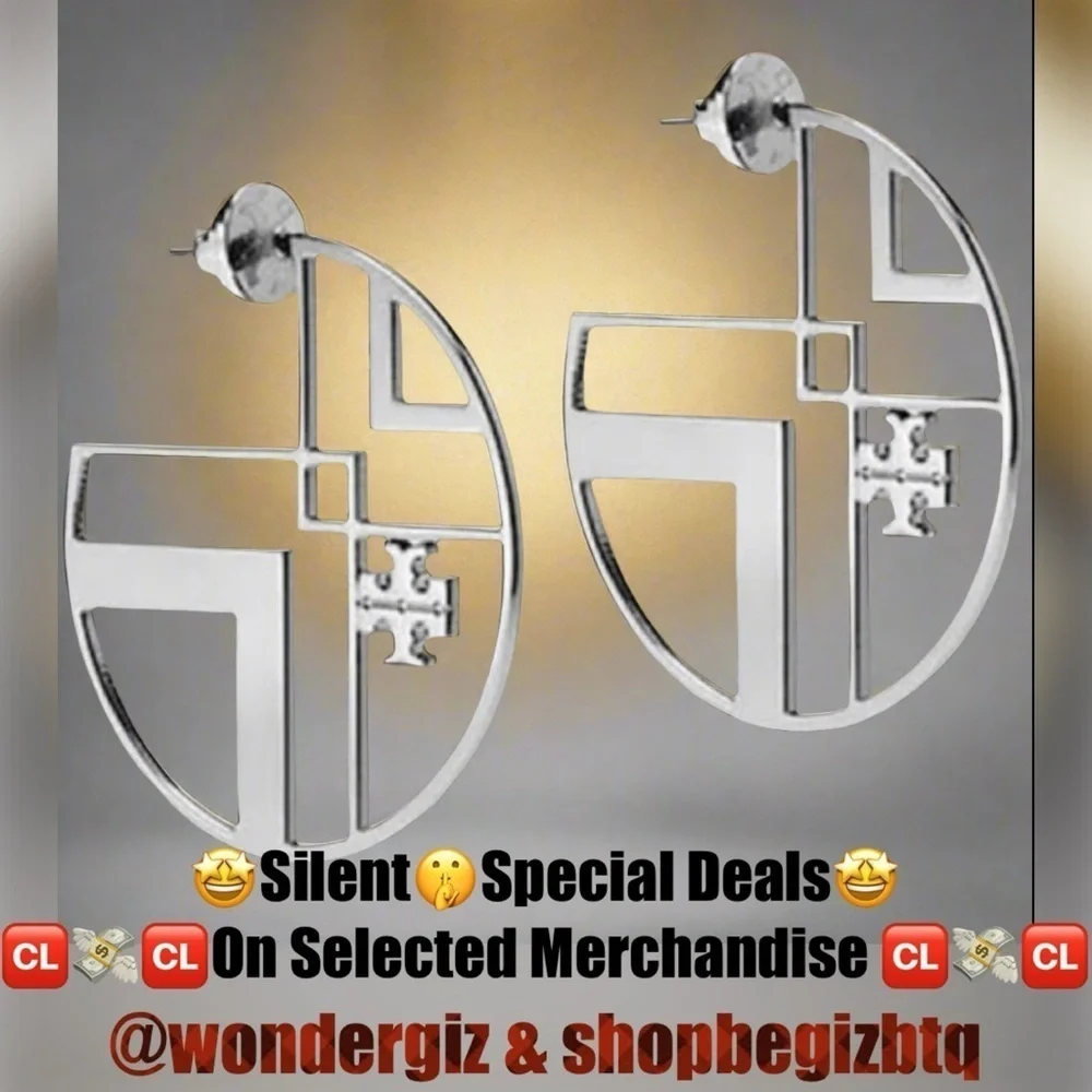 🔥🔥Tory Burch Authentic Silver Hoop Earrings At Awesome Prices To Buy Now & Save